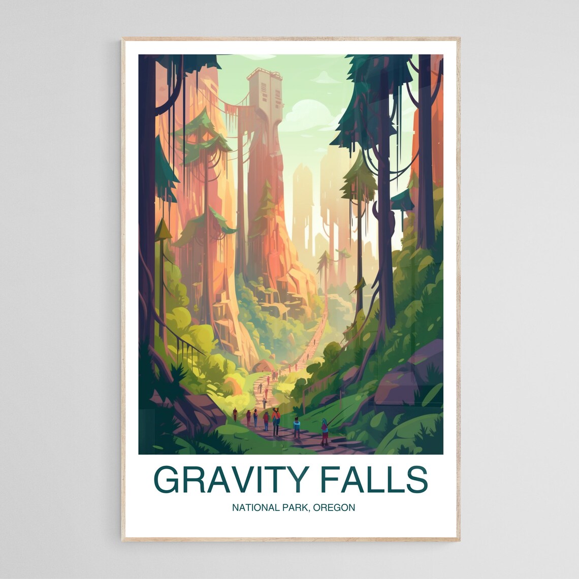 Gravity Falls National Park Vintage Travel Poster