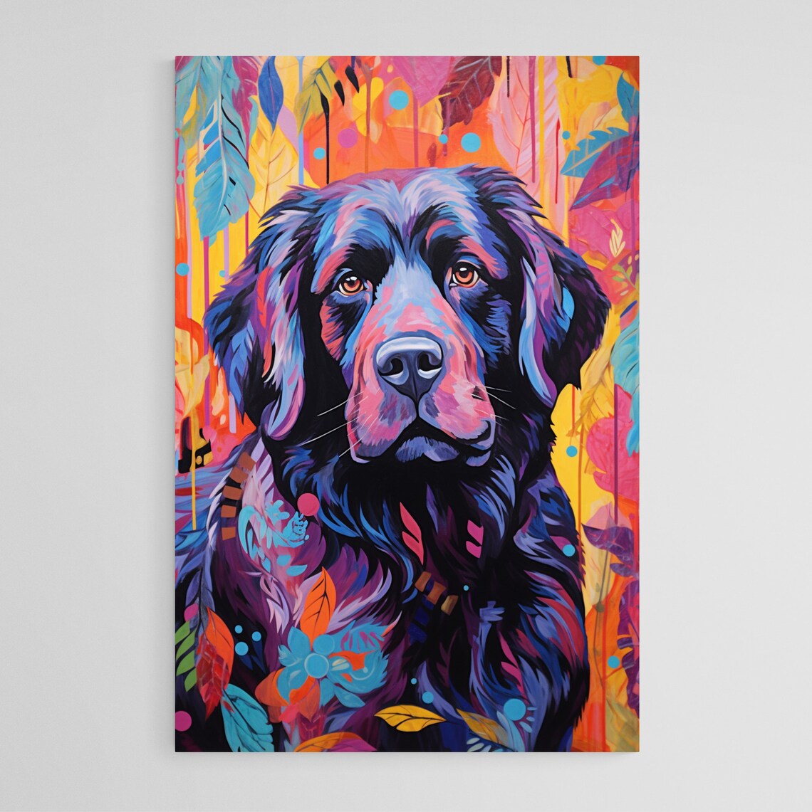 Colorful Newfoundland Dog Pop Art Rainbow Portrait Modern Art Poster