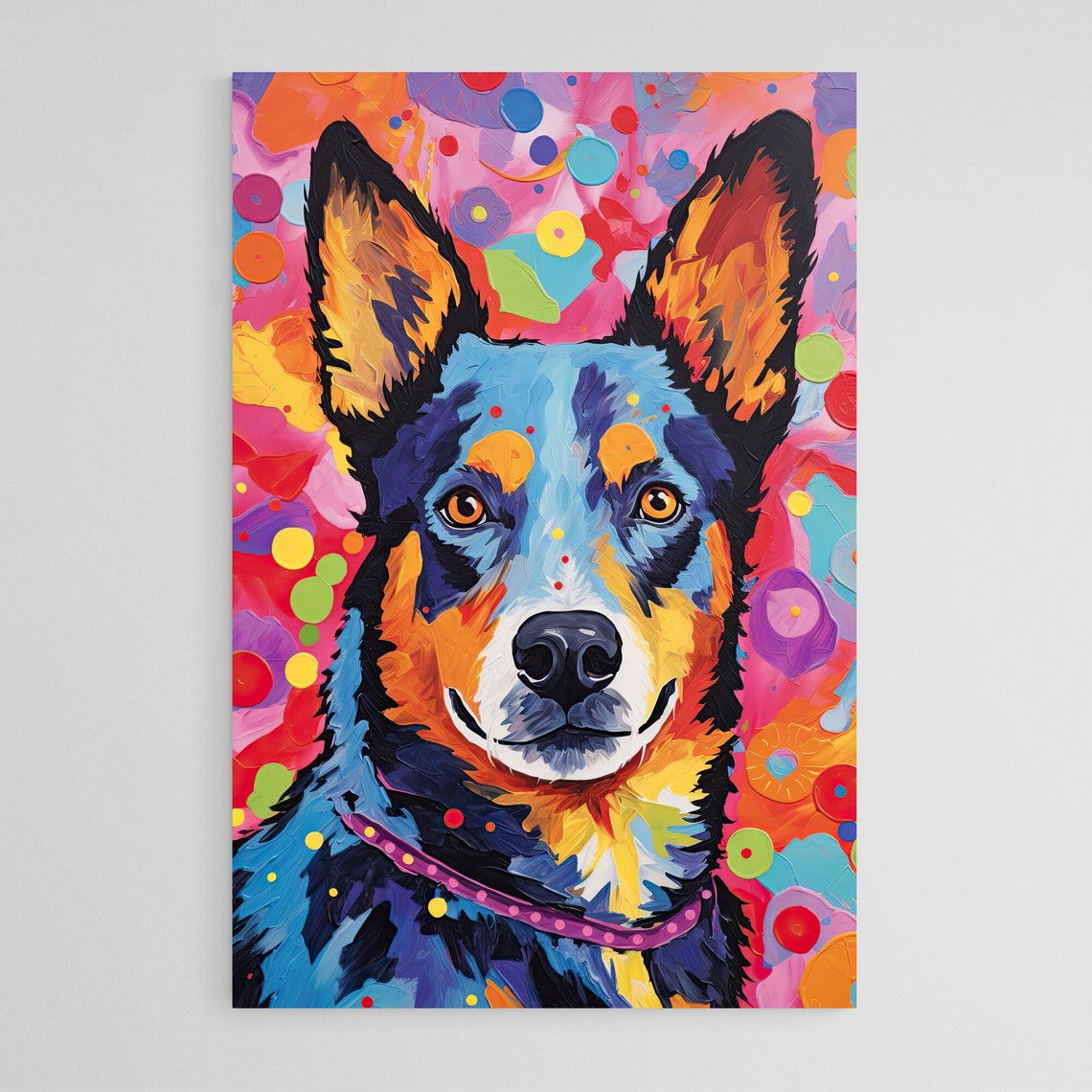 Australian Cattle Dog Blue Heeler Polka Dot Pink Pop Art Poster