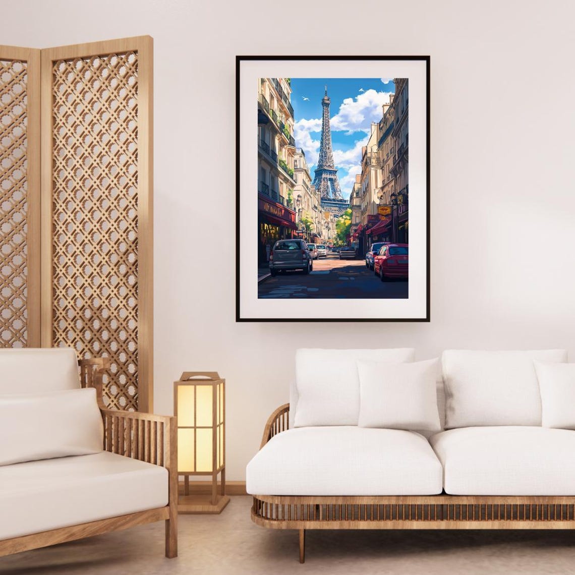 Eiffel Tower View Down Charming Paris Street Illustrated Poster - Image 3