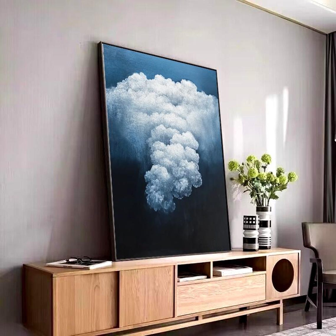 Towering White Cumulus Clouds Against Midnight Blue Sky Poster - Image 5