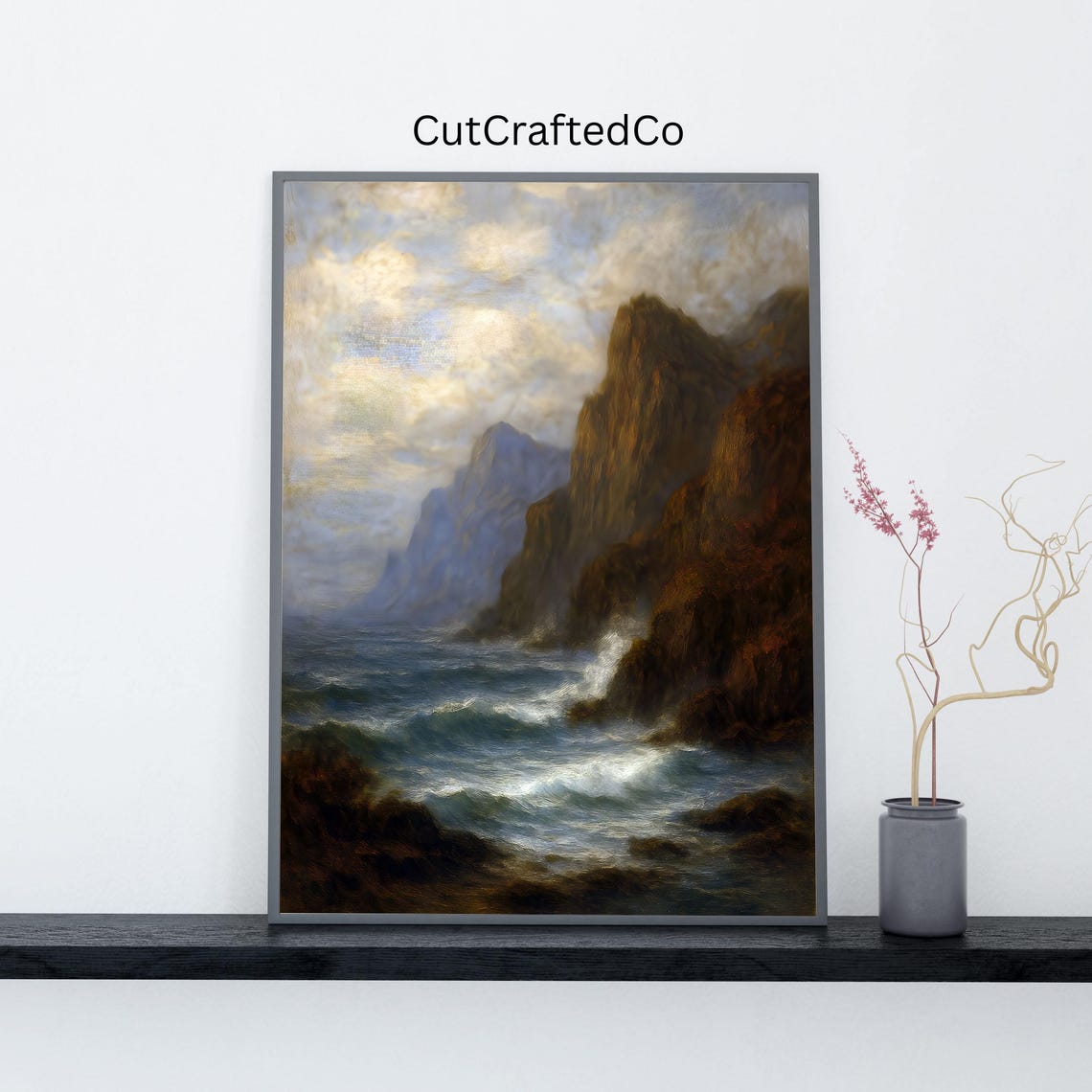 Dramatic Coastal Cliffs Ocean Waves Moody Seascape Wall Poster