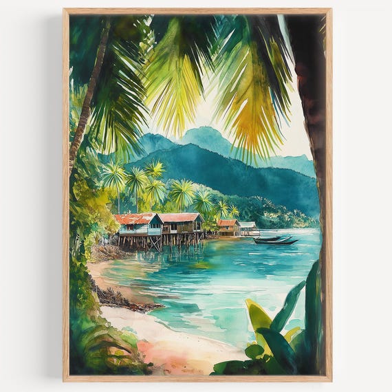 Lae Watercolor Painting Wall Art Print Poster Papua New Guinea Travel Decor Illustration Home