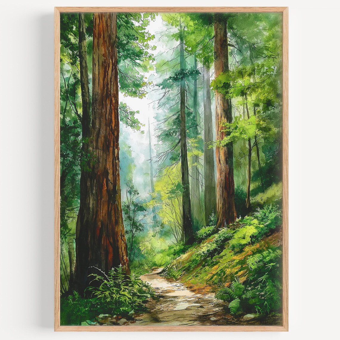 Redwood National Park Watercolor Travel Poster