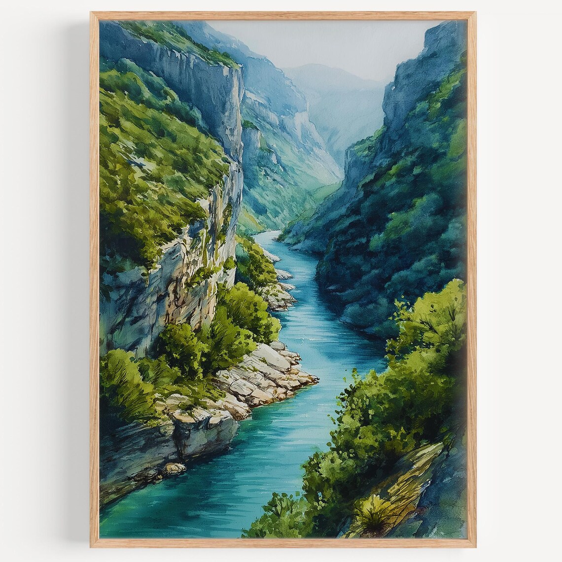 Gorges Du Verdon France Watercolor Turquoise Canyon River Wall Art