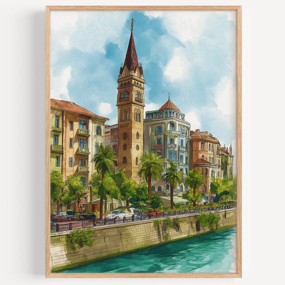 Batumi Watercolor Painting Wall Art Print Travel Poster Georgia Decor Illustration Home