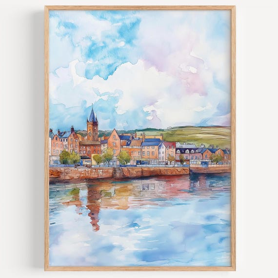 Derry Watercolor Painting Wall Art Print Travel Poster Decor Illustration Home
