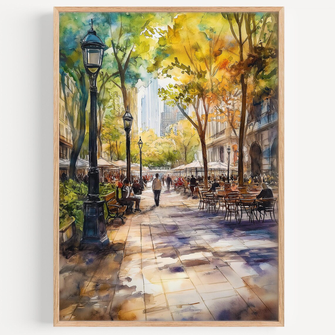Bryant Park Watercolor Painting, New York Poster
