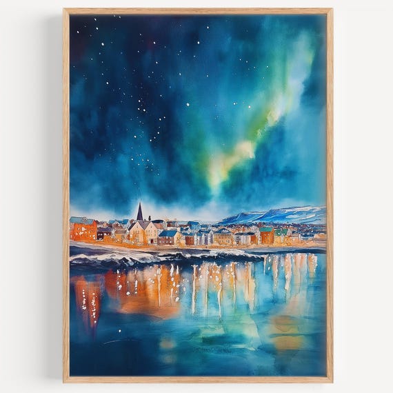 Reykjavik Illustration Home Travel Poster