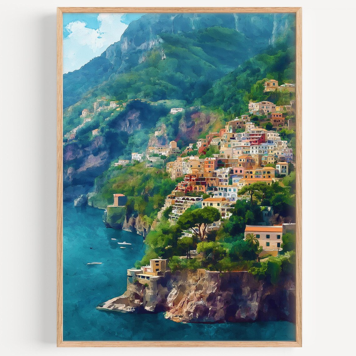 Amalfi Coast Watercolor Travel Poster