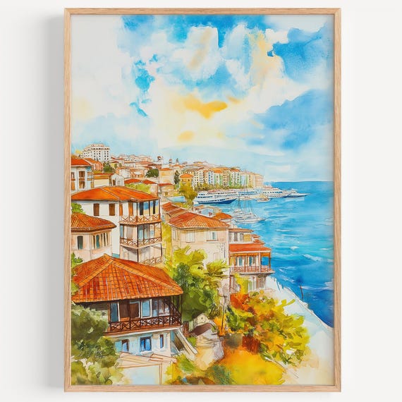 Thessaloniki Watercolor Painting Wall Art Print Travel Poster Greece Decor Illustration Home