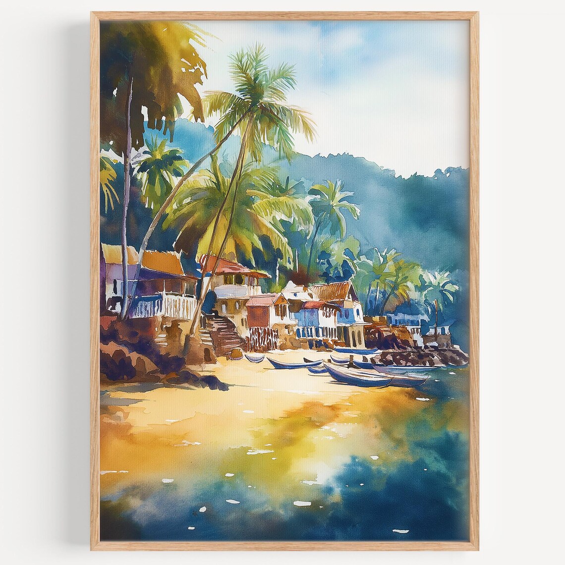 Goa Watercolor Travel Poster, India Wall Decor