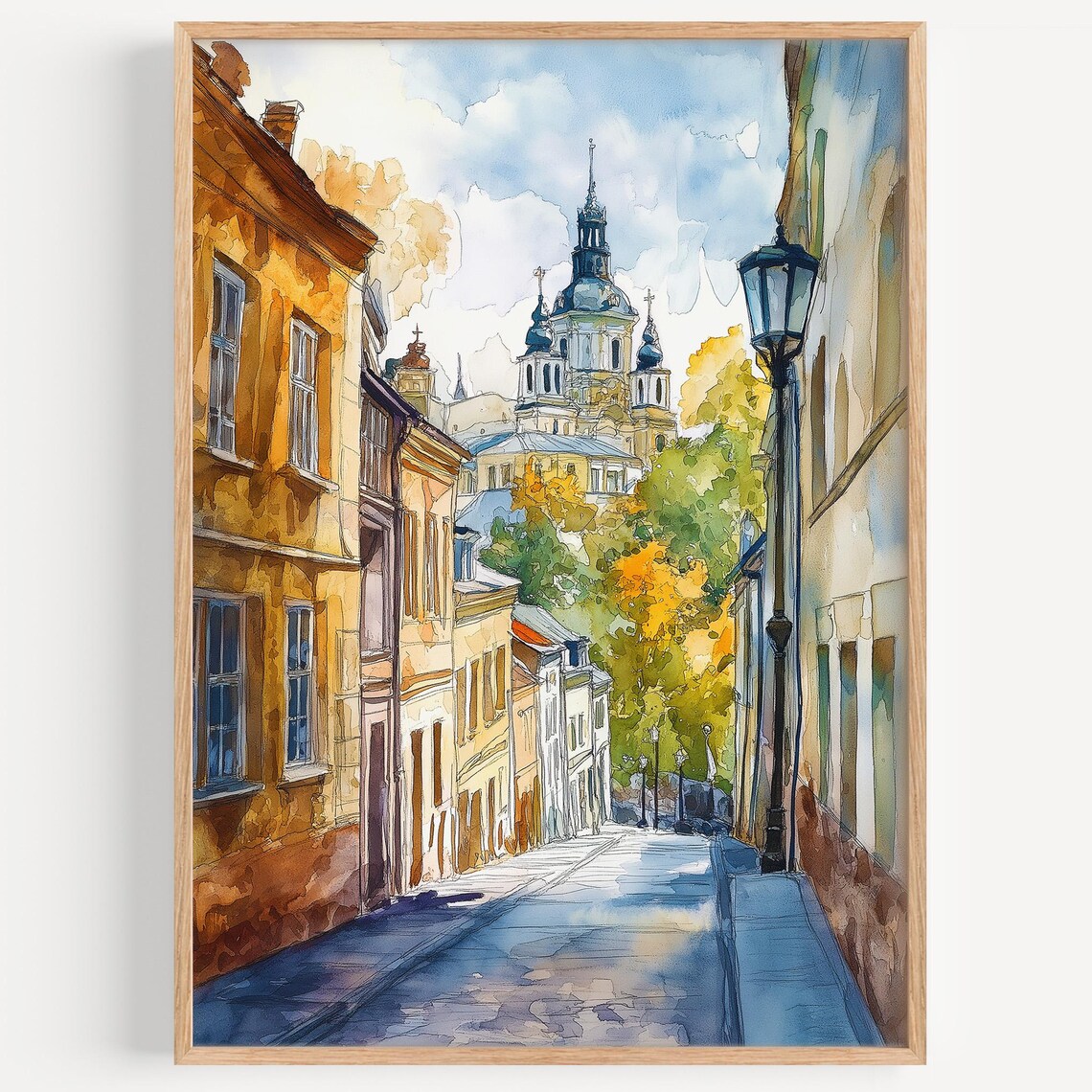 Lviv Watercolor Travel Poster, Ukraine Wall Art