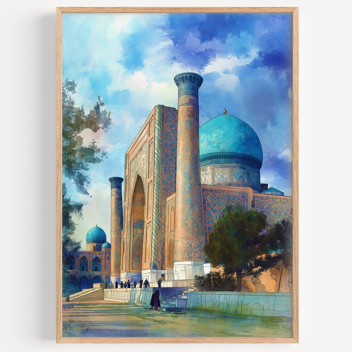 Samarkand Uzbekistan Turquoise Dome Islamic Architecture Watercolor Poster