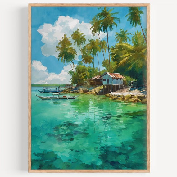 Siargao Watercolor Painting Wall Art Print Travel Poster Philippines Decor Illustration Home