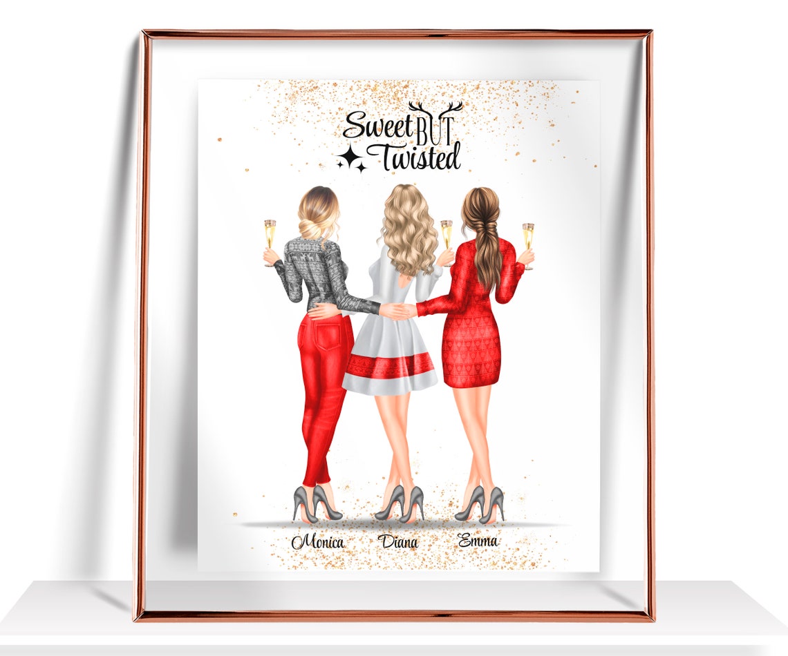 Christmas Gift For Best Friend Christmas Sister Gift 3 Friends Christmas Print Custom Gift For Woman 3 Best Friend Gift Gifts For Her