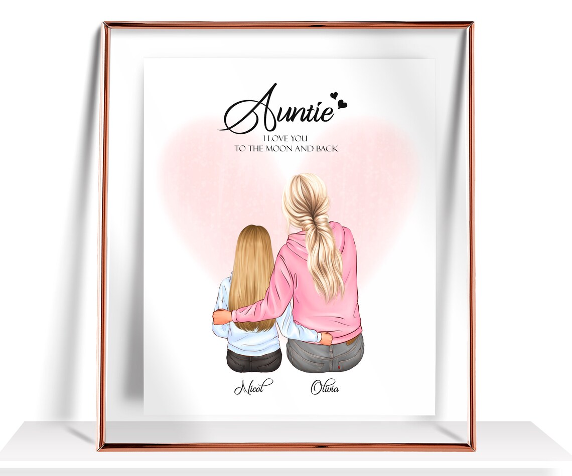 Auntie I Love You to the Moon and Back Sweet Family Hug Poster