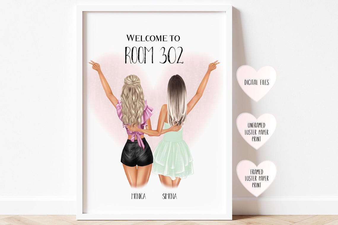 Welcome to Room 302 Personalized Two Roommates College Art Poster