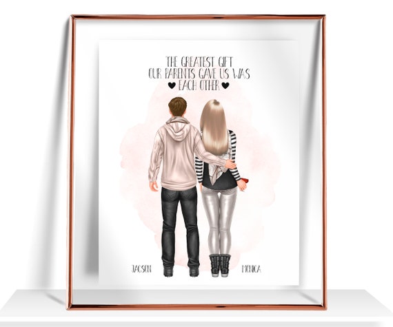 Brother Sister Gifts Custom Brother Sister Print Personalized Gift For Brother From Sister Family Portrait Birthday Gift For Him Sister Gift