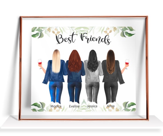 4 Best Friend Gift Four Best Friends Print Personalized Friendship Gift Best Friend Gifts 4 Friend Picture Birthday Gift For Her Sister Gift