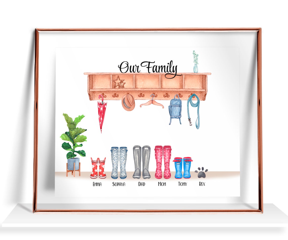 Custom Welly Boots Family Print Personalized Family Portrait Family Gift Home Gift Christmas Family Gift Family Picture Gift For Mom