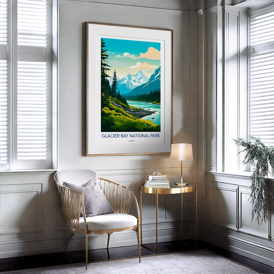 Glacier Bay National Park Alaska Lake Mountains Travel Poster - Image 2