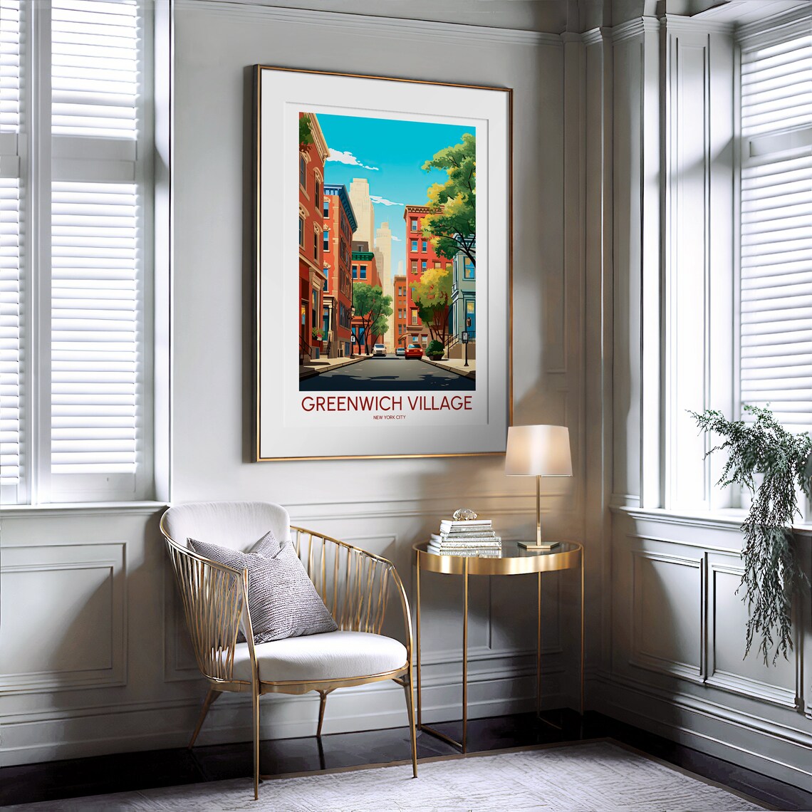 Greenwich Village New York City Tree Lined Brownstone Street Poster - Image 2