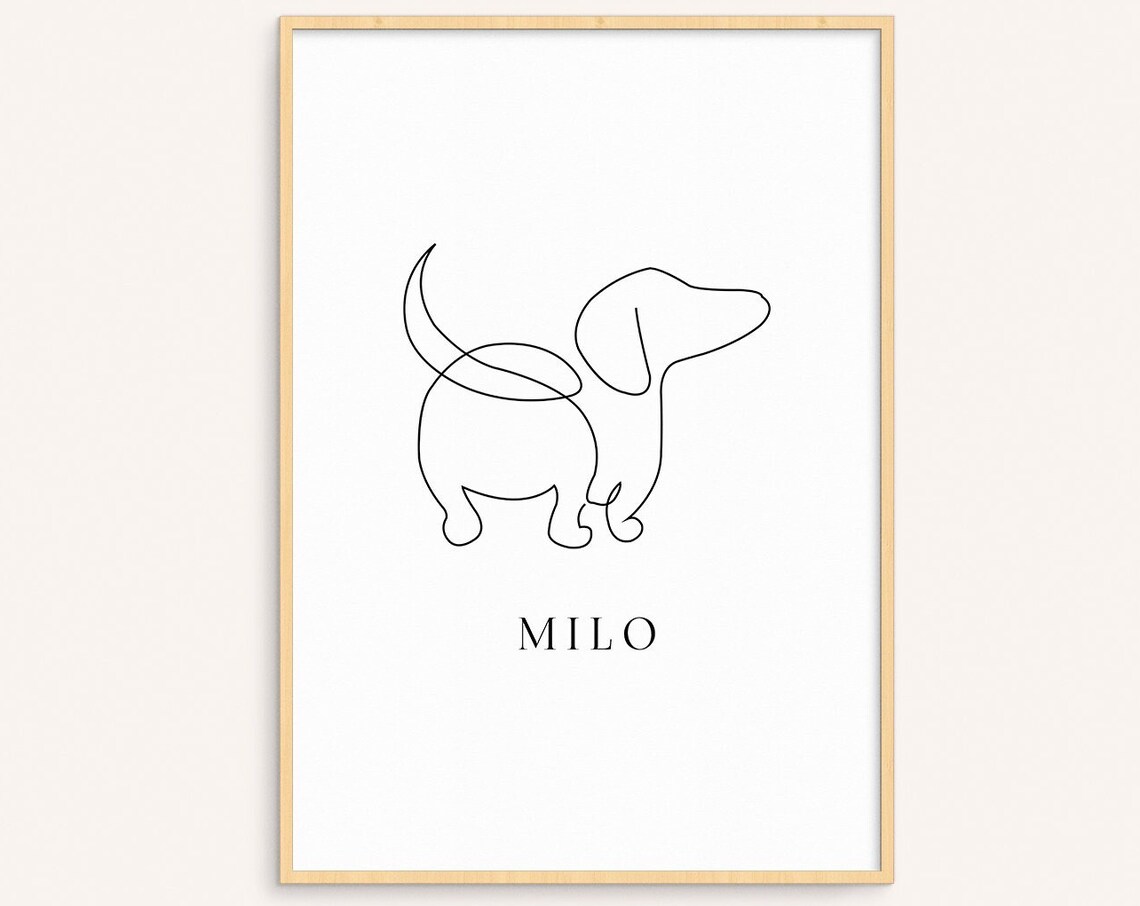 Personalized Dachshund Line Art Dog Lover Art Print