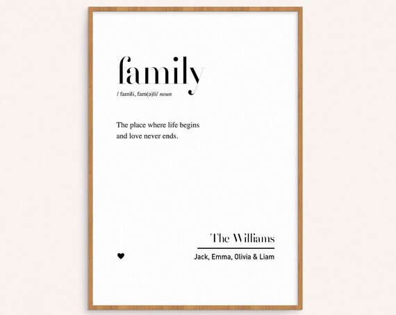 Family Definition Quote Poster Family Gift Personalized Family Home Decor Family Present Custom Family Poster With Definition