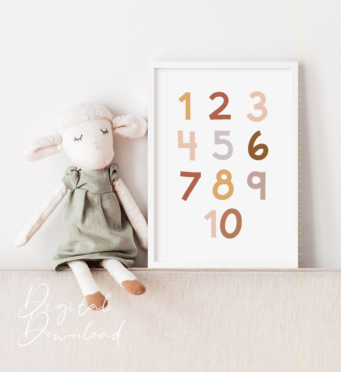 Boho Alphabet And Numbers Poster Set For Kids Nursery Room Decor - Image 3