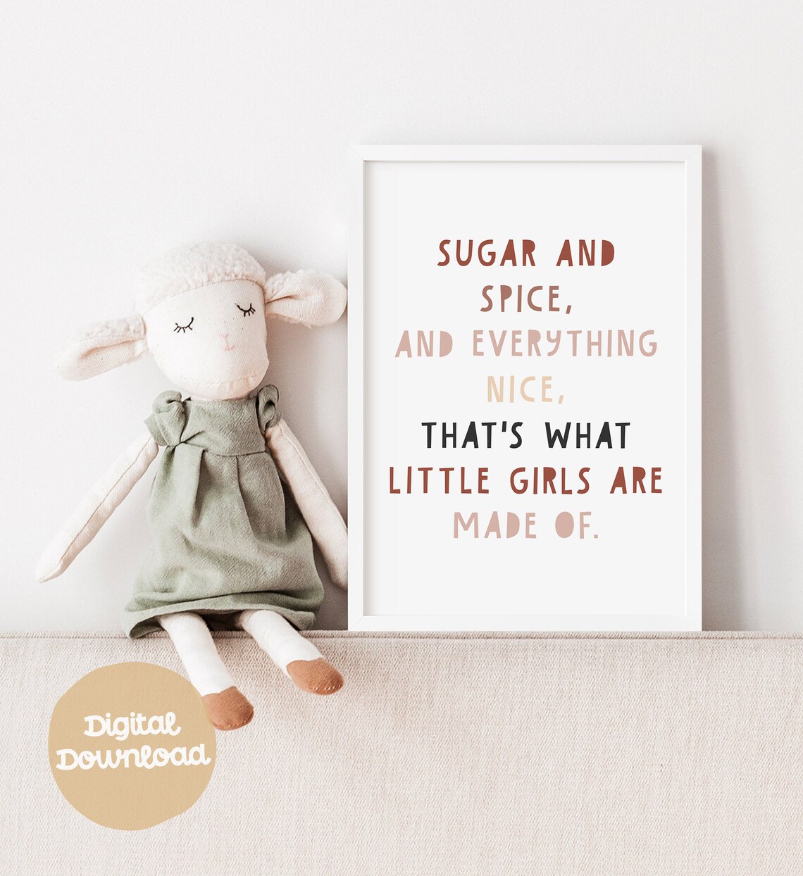 Sugar And Spice And Everything Nice Girls Room Quote Wall Art - Image 4