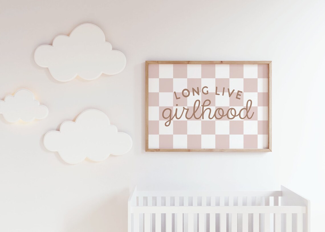 Long Live Girlhood Pink Checkerboard Girls Room Poster Decor - Image 4