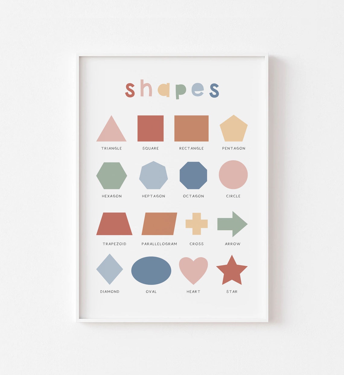 Shapes Educational Print Nursery Wall Art Colorful Shapes Rainbow Nursery Decor Wall Art Classroom Decor Rainbow - Image 3