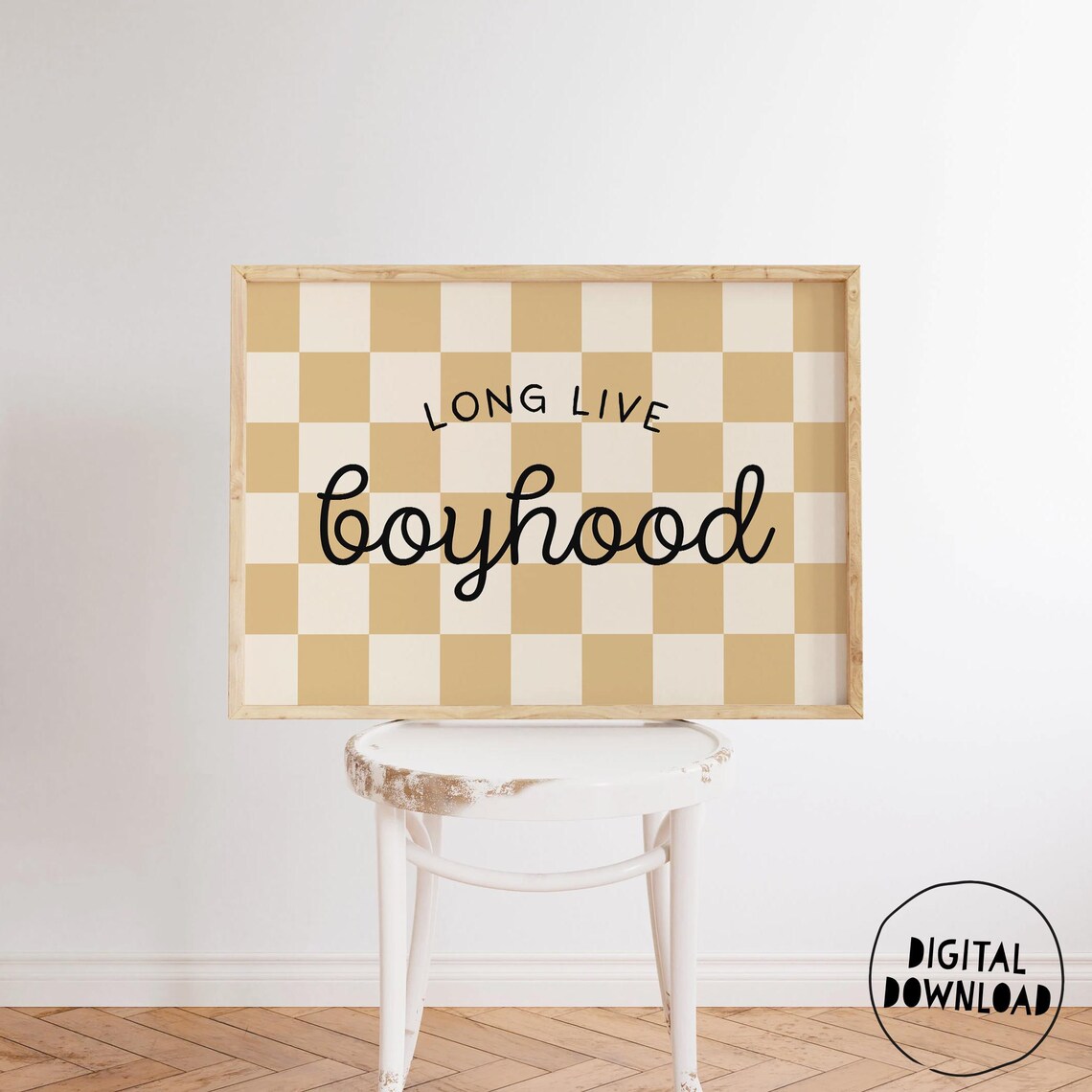 Long Live Boyhood Kids Room Checkerboard Art Print - Image 2