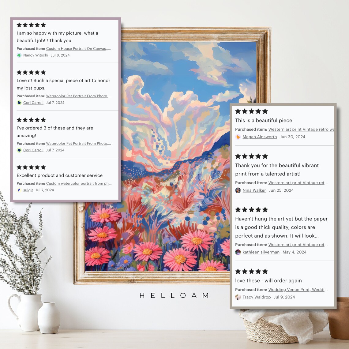 Western Botanical Sunset Art Print, Midcentury Retro - Image 4