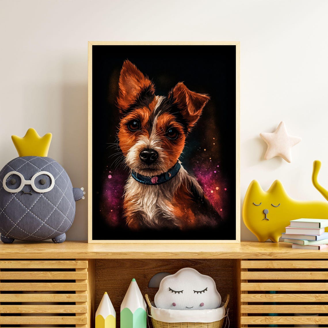 Jack Russell Terrier Starry Night Galaxy Dog Portrait Poster - Image 2