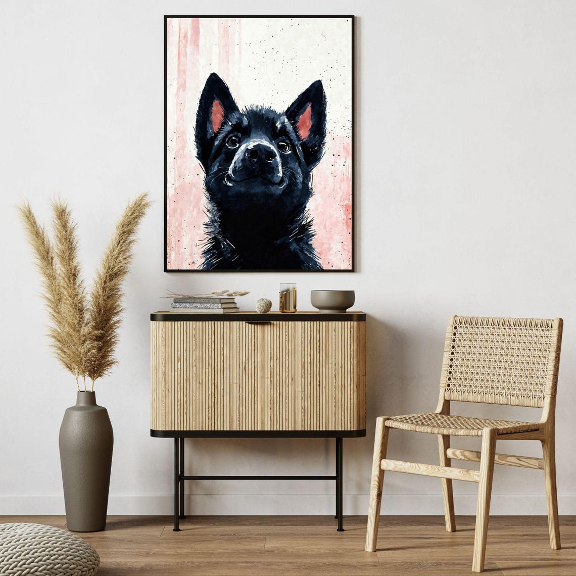 Black German Shepherd Puppy Art Print Cute Dog Portrait Dark Furry Friend Kids Room Decor Nursery Wall Art Dog Lover Gift 8x10 24x36 - Image 2