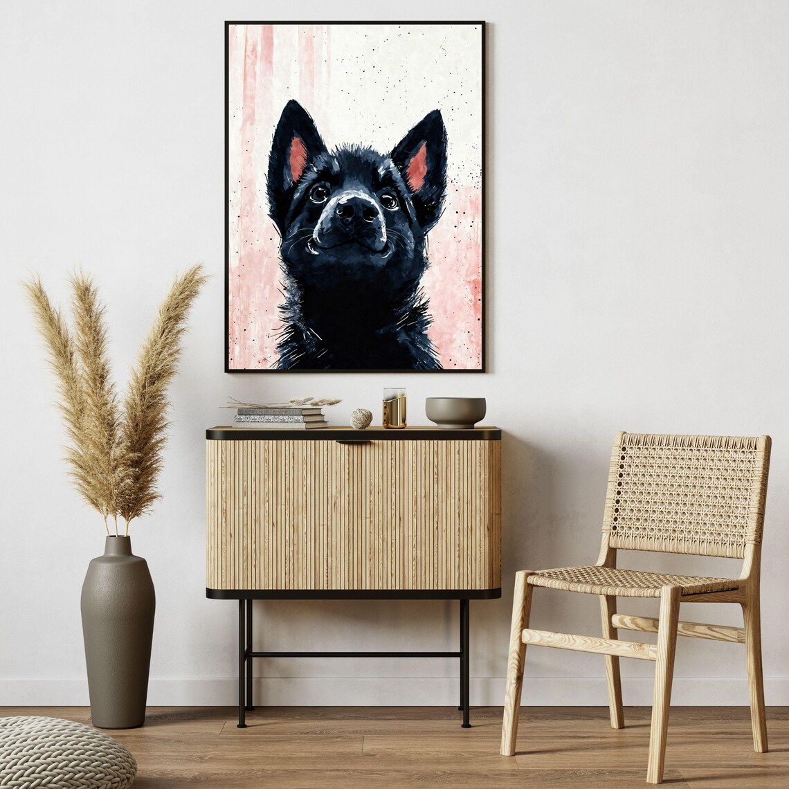 Black German Shepherd Puppy Watercolor Portrait Cute Dog Nursery Print - Image 2