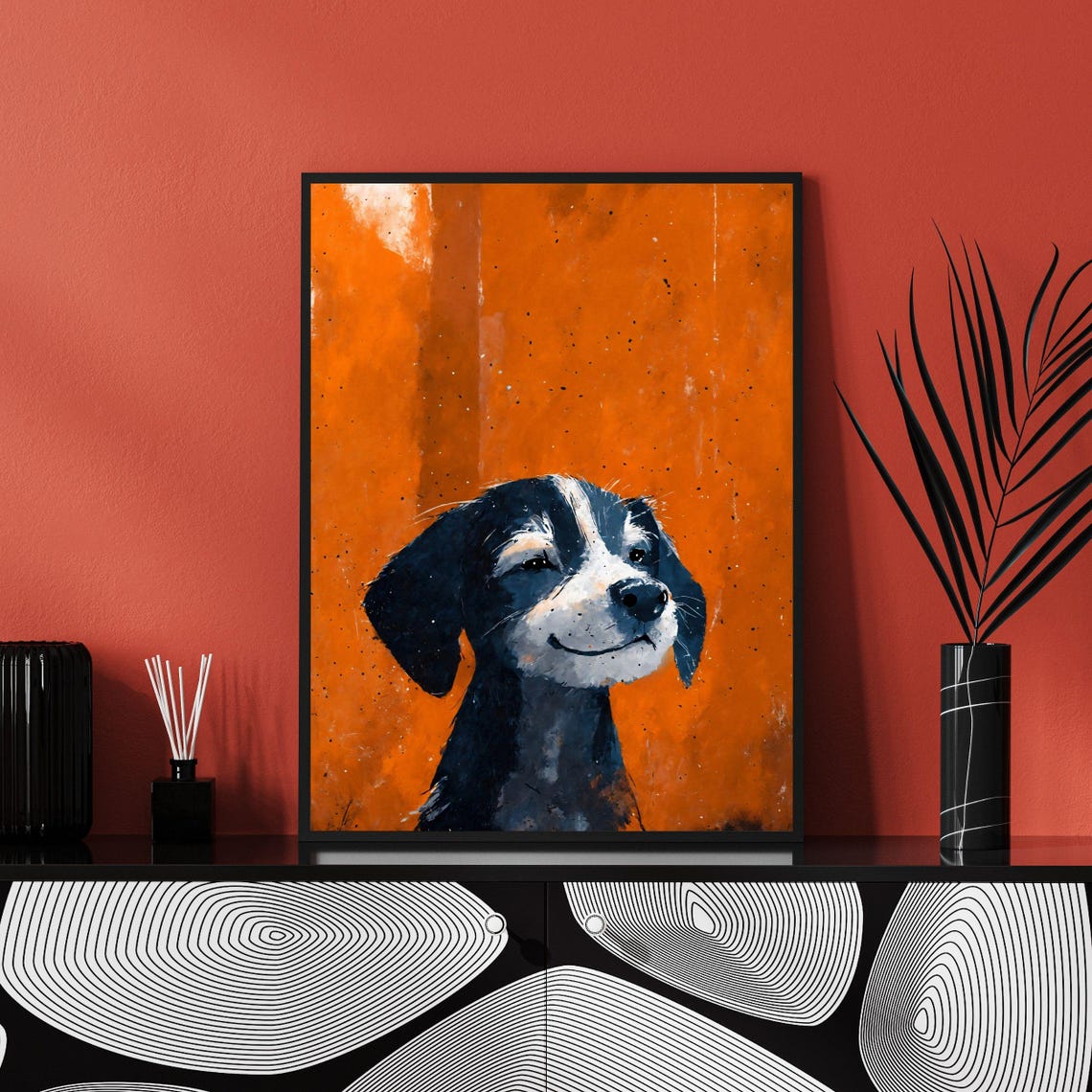 Happy Beagel Dog Art Print Smiling Puppy Painted Portrait Playful Happy Art Kids Room Decor Pet Wall Art Dog Lover Gift 8x10 24x36 - Image 2