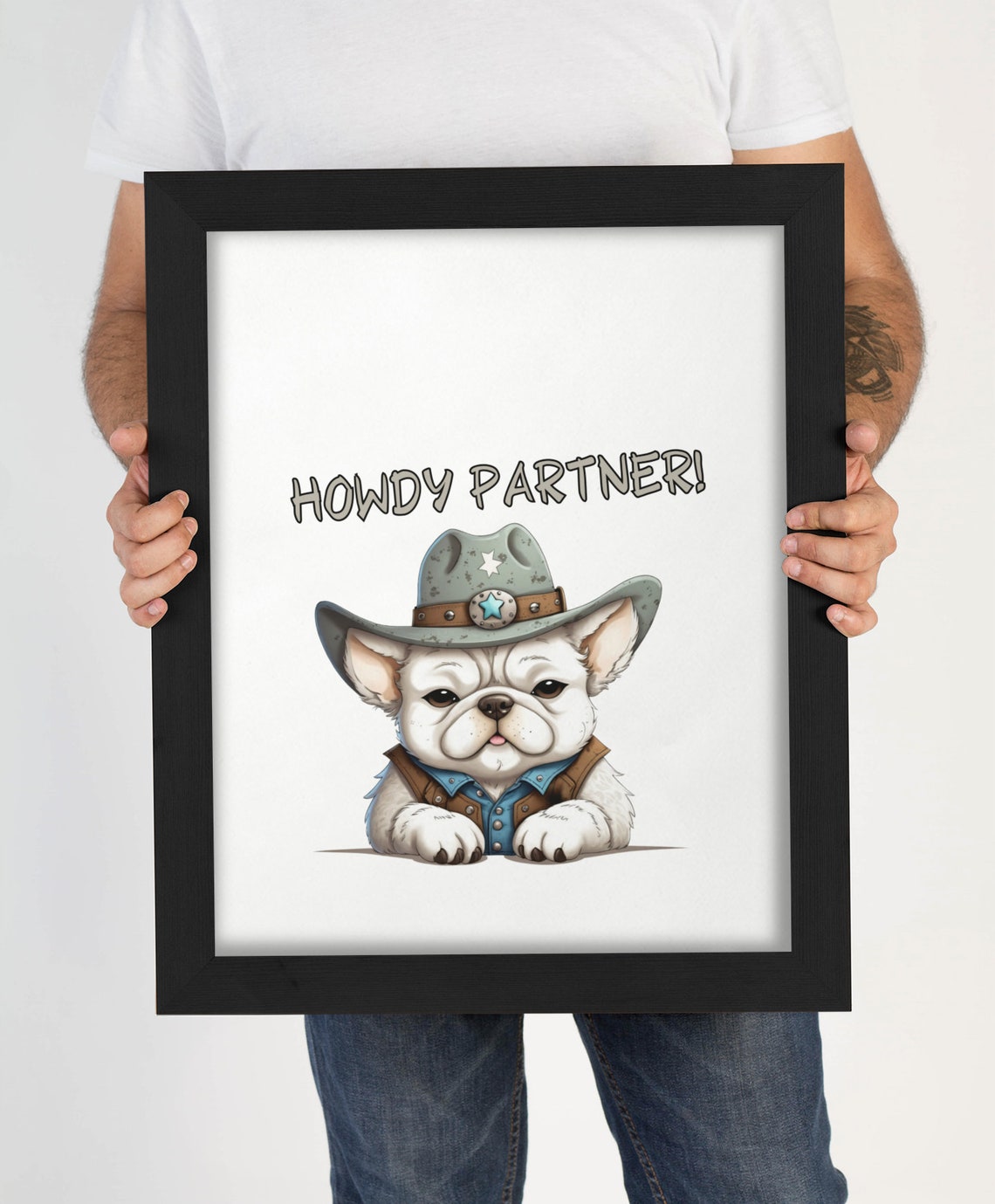 Howdy Partner Cute French Bulldog Cowboy Hat Western Dog Poster - Image 4