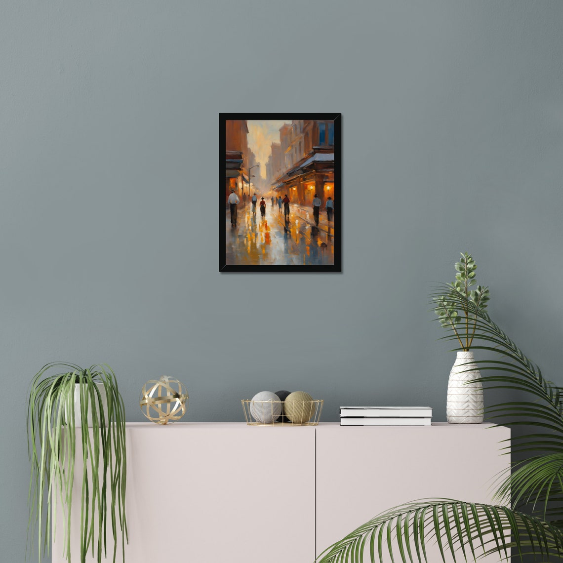City Street Painting Print Urban Art Print People Art Print Cityscape Painting Print Wall Art Print Wall Art For Home Dark City Print - Image 3