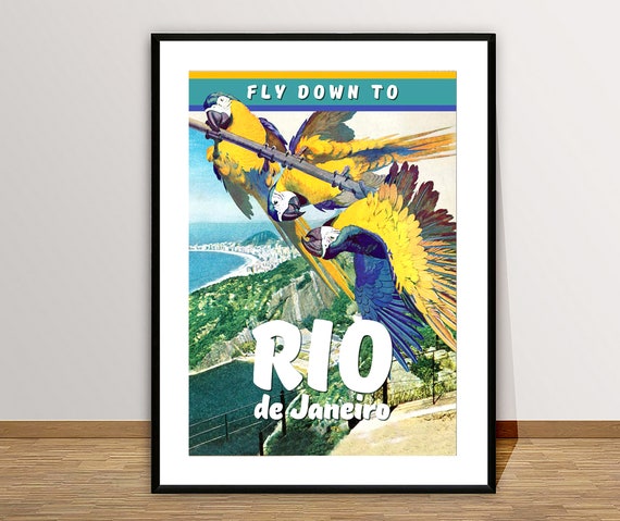 Rio De Janeiro Vintage Travel Poster Poster Paper Or Print Gift Idea Wall Decor