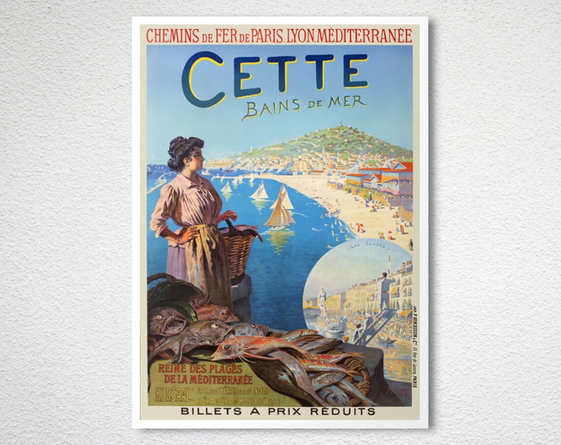 Cette Bains de Mer PLM Reine des Plages Vintage Seaside Poster - Image 2