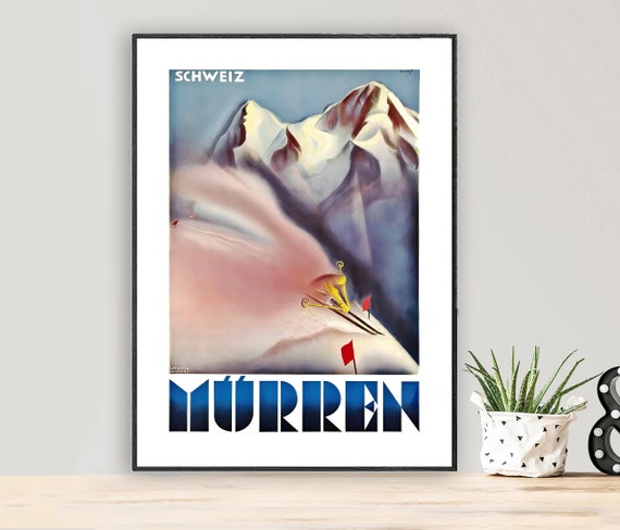 Mrren Suisse Vintage Travel Poster Mrren Poster Travel Mrren Wall Decor Gift Idea