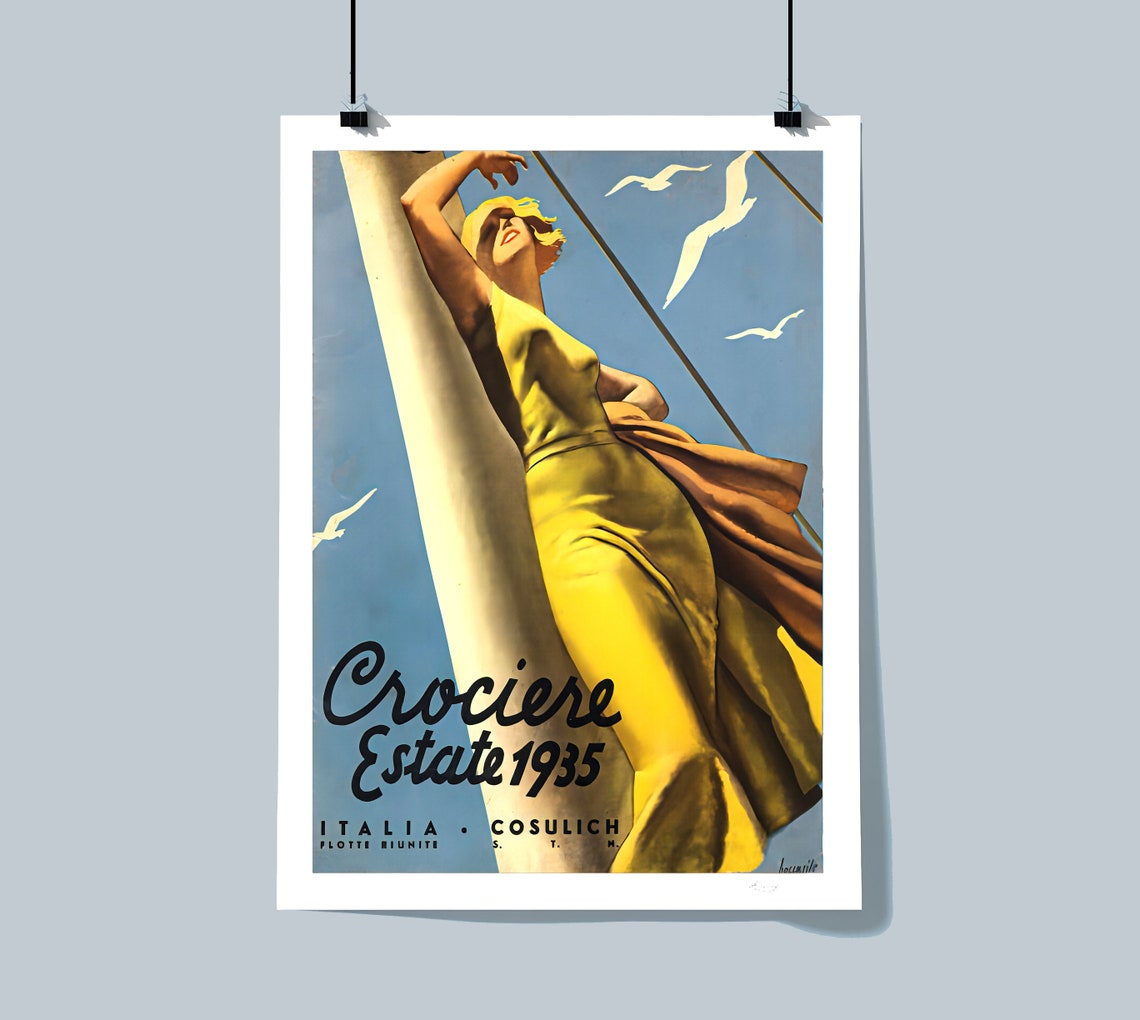 Crociere Estate 1935 Italia Cosulich Summer Cruises Vintage Travel Poster Travel Cruise Poster Tourism Poster Print Wall Decor - Image 2