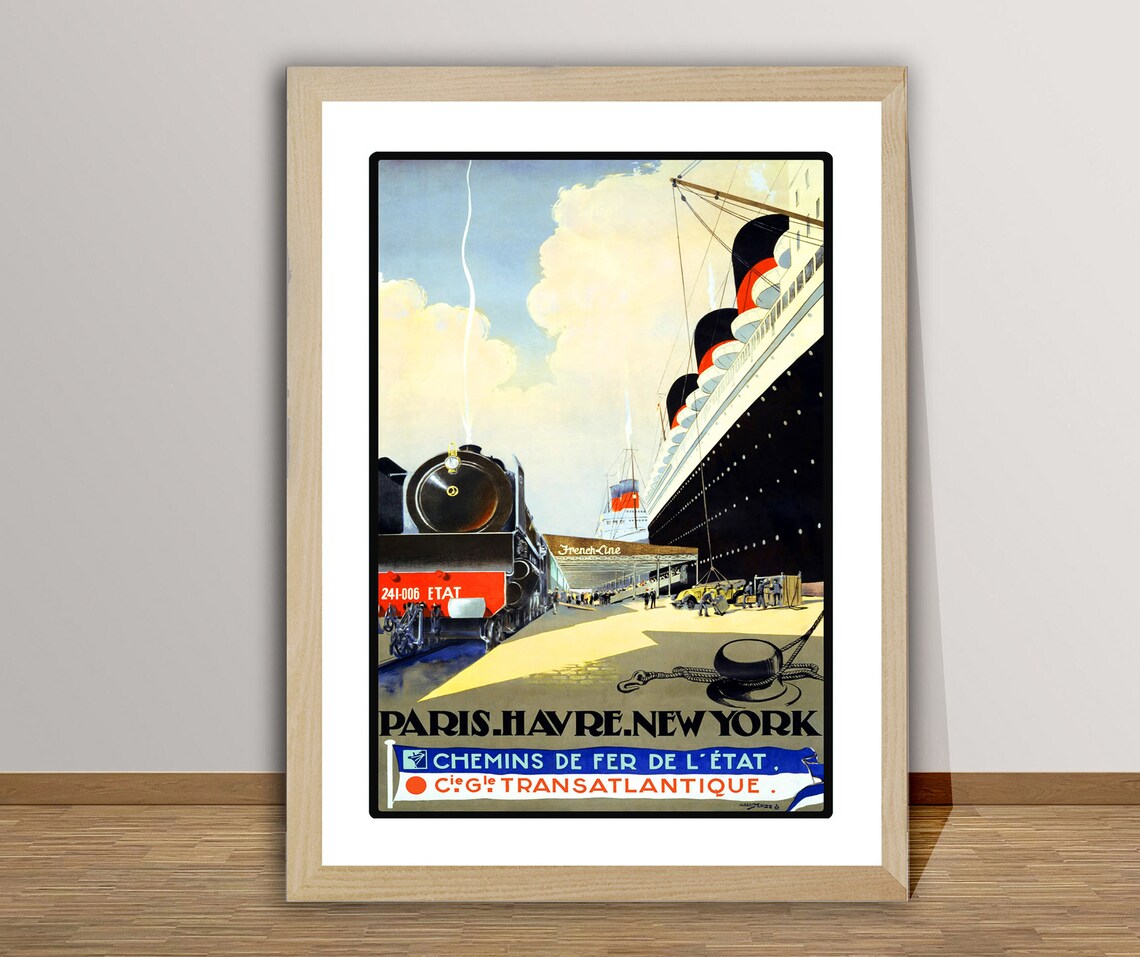 Paris Havre New York Vintage Travel Poster