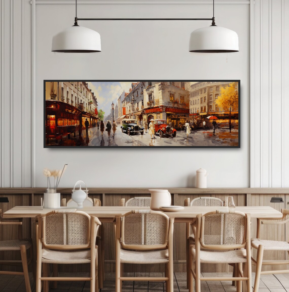 1930s Paris Street Rainy Vintage Cars French Cityscape Art Poster - Image 3