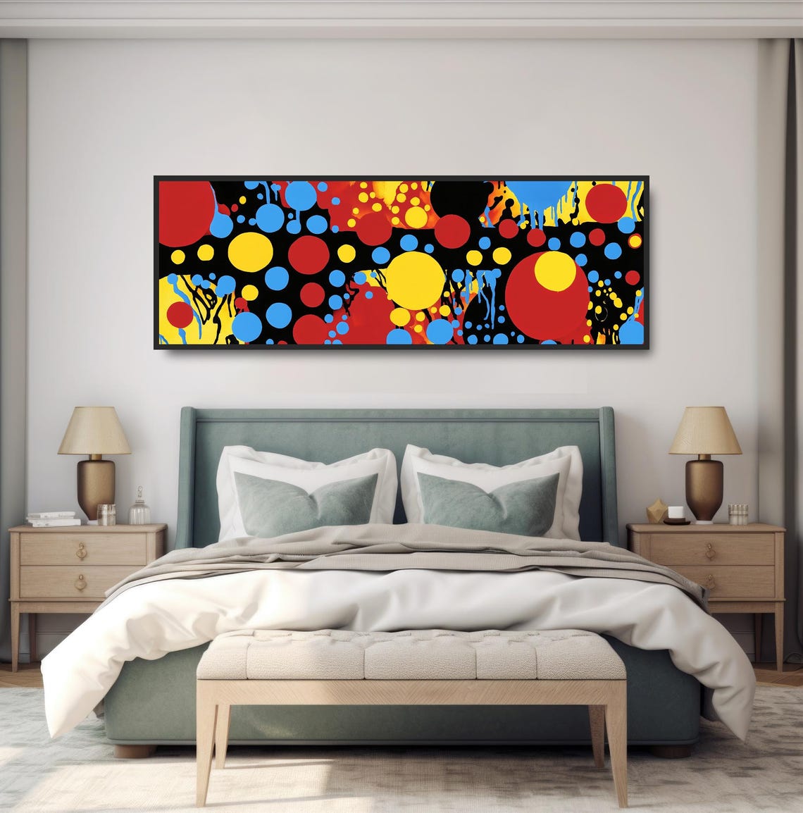 Bold Primary Dot Painting Print Colorful Modern Abstract Art Midcentury Splatter Artwork Red Blue Yellow Pollock Drip Paint Style - Image 4
