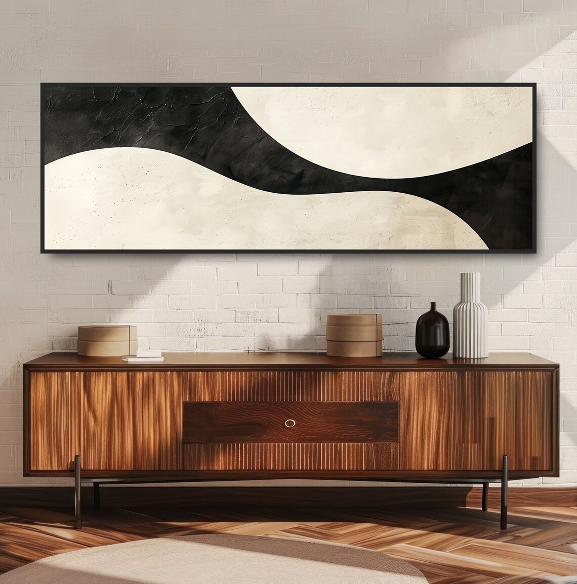 Wabi Sabi Yin Yang Oil Painting Print, Japandi Decor - Image 2