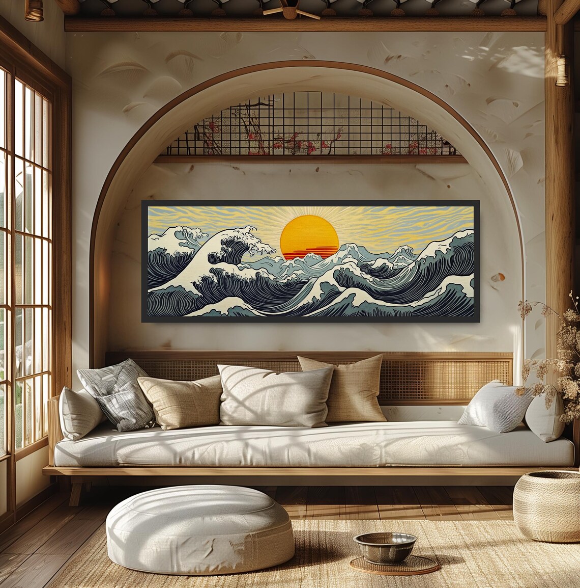 Sunrise Ocean Waves, Hokusai-Inspired Ukiyo-E Print - Image 5